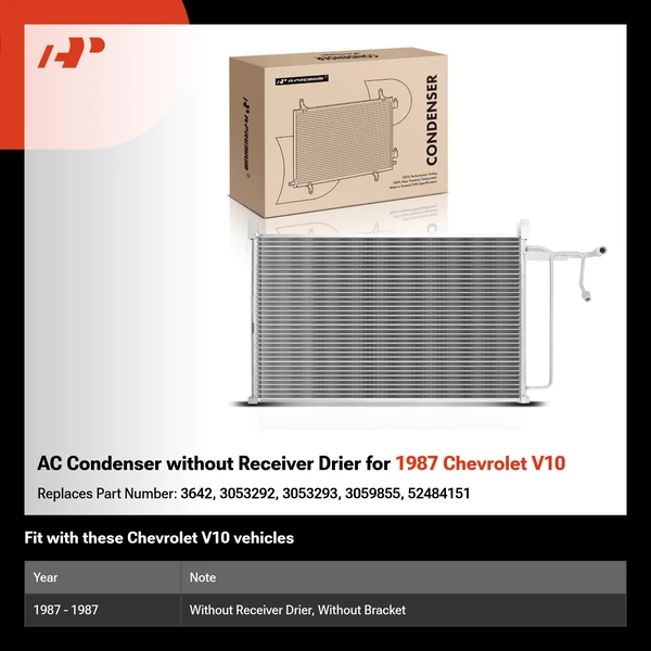 AC Condenser without Receiver Drier for 1987 Chevrolet V10