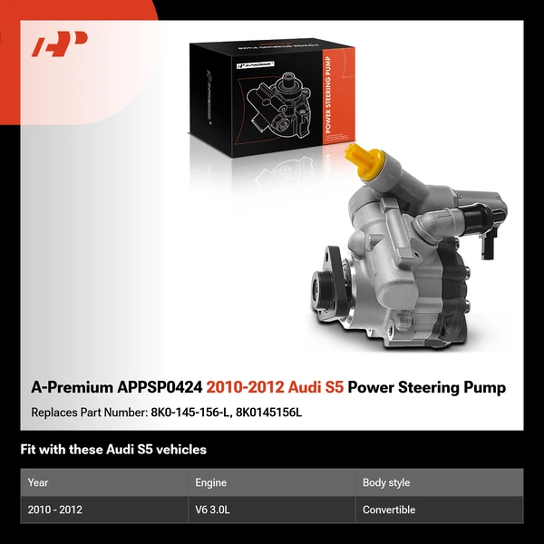 A-Premium APPSP0424 2010-2012 Audi S5 Power Steering Pump