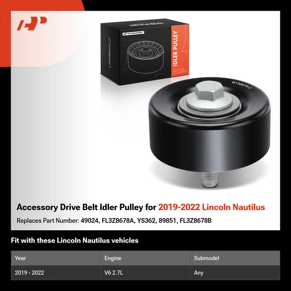 Accessory Drive Belt Idler Pulley for 2019-2022 Lincoln Nautilus
