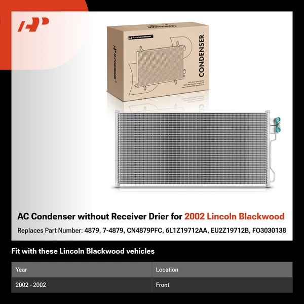 AC Condenser without Receiver Drier for 2002 Lincoln Blackwood