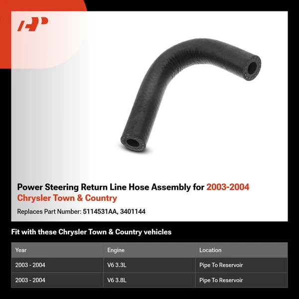 Power Steering Return Line Hose Assembly for 2003-2004 Chrysler Town & Country