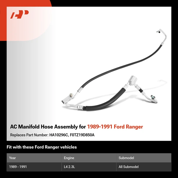 AC Manifold Hose Assembly for 1989-1991 Ford Ranger