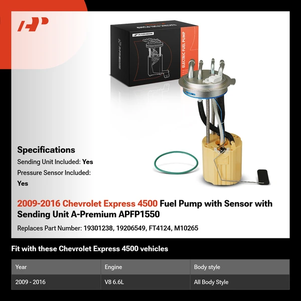 2009-2016 Chevrolet Express 4500 Fuel Pump with Sensor with Sending Unit A-Premium APFP1550