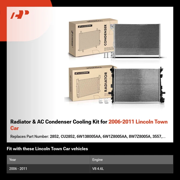 Radiator & AC Condenser Cooling Kit for 2006-2011 Lincoln Town Car