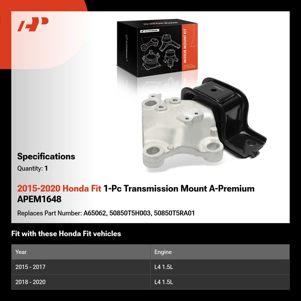 2015-2020 Honda Fit 1-Pc Transmission Mount A-Premium APEM1648