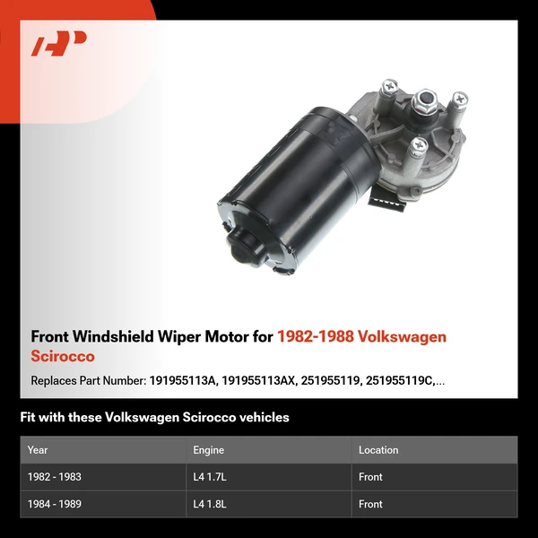 Front Windshield Wiper Motor for 1982-1988 Volkswagen Scirocco