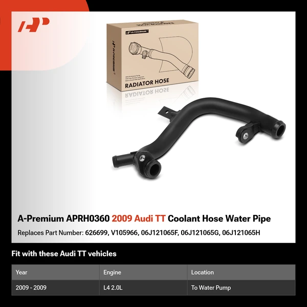 A-Premium APRH0360 2009 Audi TT Coolant Hose Water Pipe