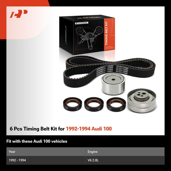 6 Pcs Timing Belt Kit for 1992-1994 Audi 100