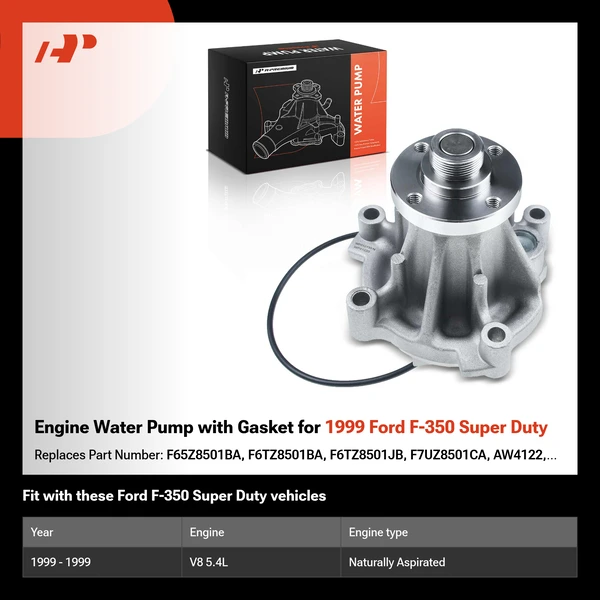 Engine Water Pump with Gasket for 1999 Ford F-350 Super Duty