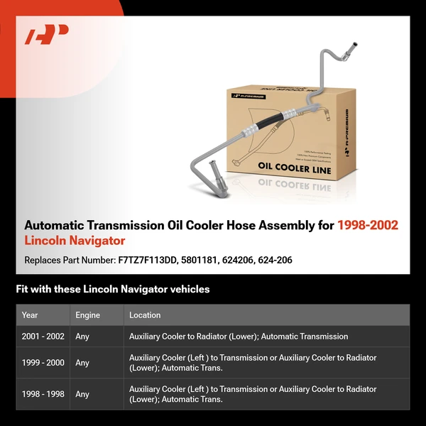 Automatic Transmission Oil Cooler Hose Assembly for 1998-2002 Lincoln Navigator