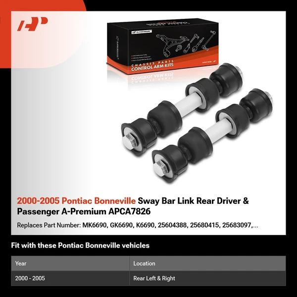 2000-2005 Pontiac Bonneville Sway Bar Link Rear Driver & Passenger A-Premium APCA7826