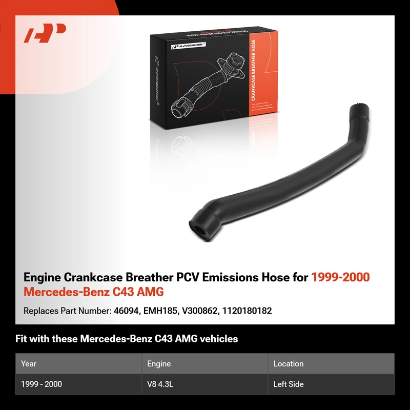 Engine Crankcase Breather PCV Emissions Hose for 1999-2000 Mercedes-Benz C43 AMG