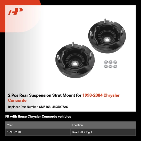 2 Pcs Rear Suspension Strut Mount for 1998-2004 Chrysler Concorde