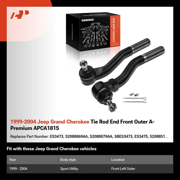 1999-2004 Jeep Grand Cherokee Tie Rod End Front Outer A-Premium APCA1815
