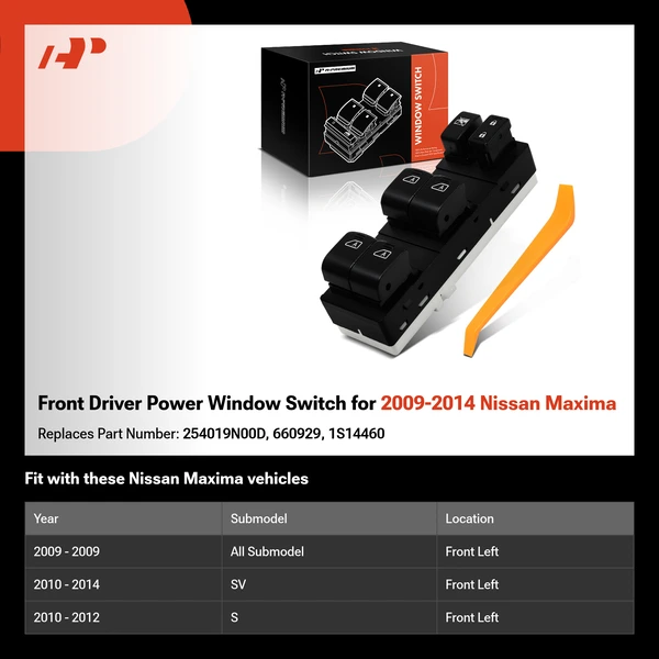 Front Driver Power Window Switch for 2009-2014 Nissan Maxima