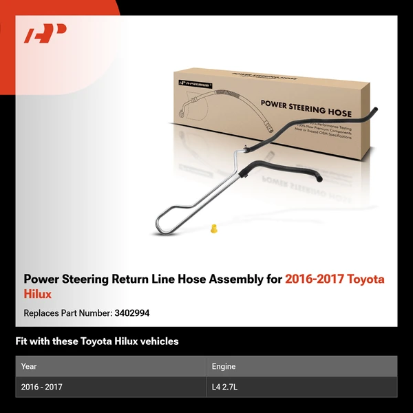 Power Steering Return Line Hose Assembly for 2016-2017 Toyota Hilux