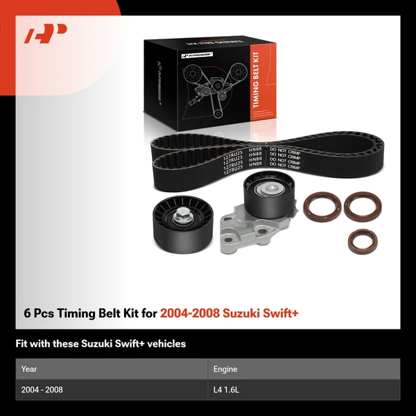 6 Pcs Timing Belt Kit for 2004-2008 Suzuki Swift+