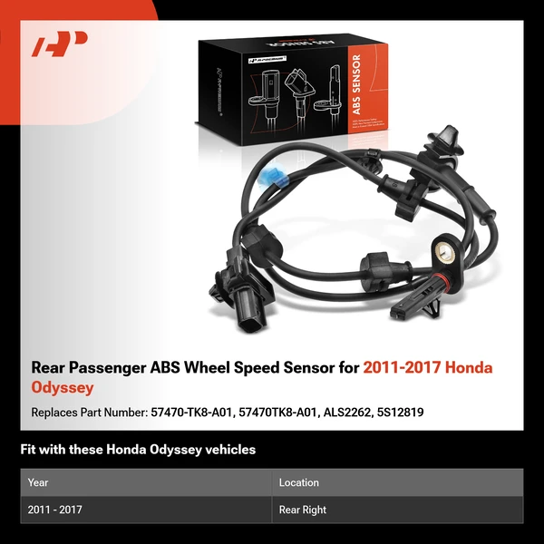 Rear Passenger ABS Wheel Speed Sensor for 2011-2017 Honda Odyssey