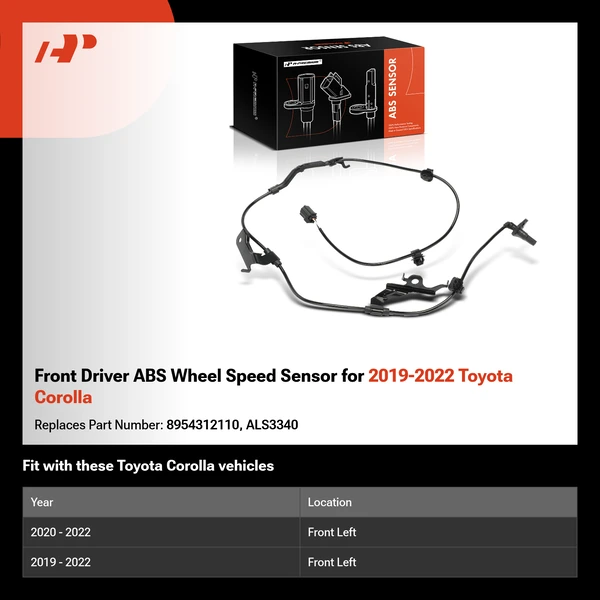 Front Driver ABS Wheel Speed Sensor for 2019-2022 Toyota Corolla