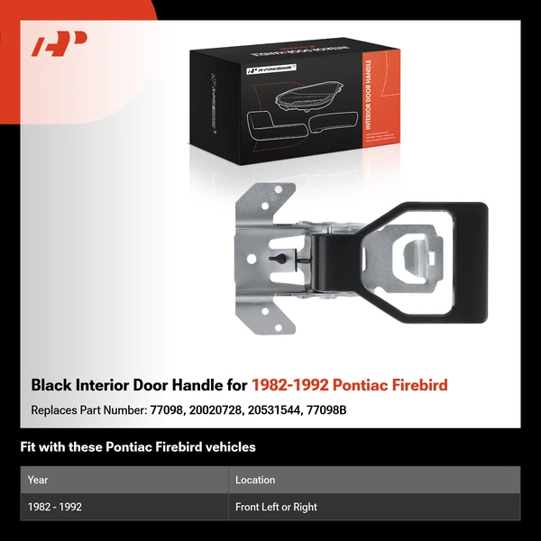Black Interior Door Handle for 1982-1992 Pontiac Firebird