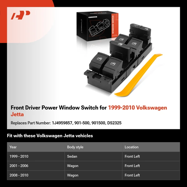 Front Driver Power Window Switch for 1999-2010 Volkswagen Jetta