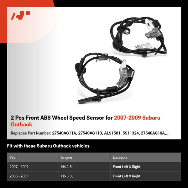 2 Pcs Front ABS Wheel Speed Sensor for 2007-2009 Subaru Outback