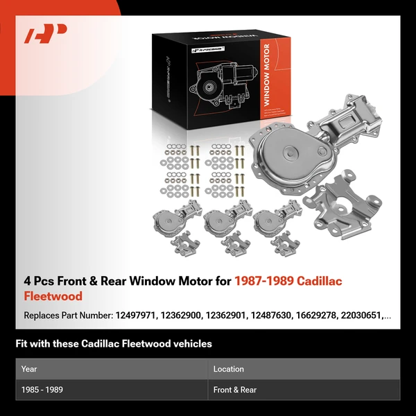 4 Pcs Front & Rear Window Motor for 1987-1989 Cadillac Fleetwood