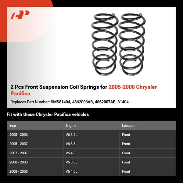 2 Pcs Front Suspension Coil Springs for 2005-2008 Chrysler Pacifica