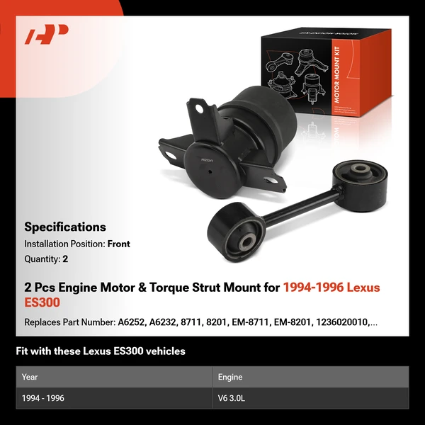 2 Pcs Engine Motor & Torque Strut Mount for 1994-1996 Lexus ES300