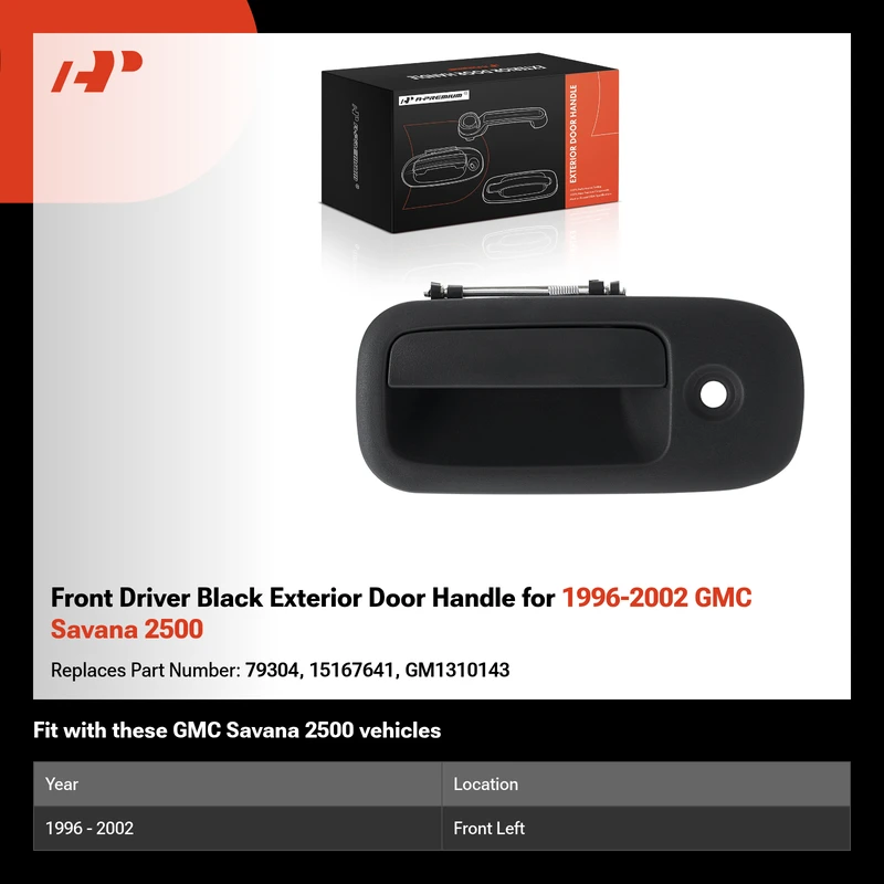 Front Driver Black Exterior Door Handle for 1996-2002 GMC Savana 2500