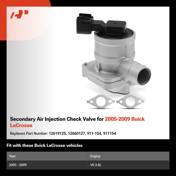 Secondary Air Injection Check Valve for 2005-2009 Buick LaCrosse