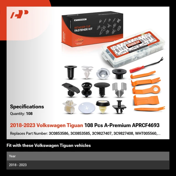 2018-2023 Volkswagen Tiguan 108 Pcs A-Premium APRCF4693
