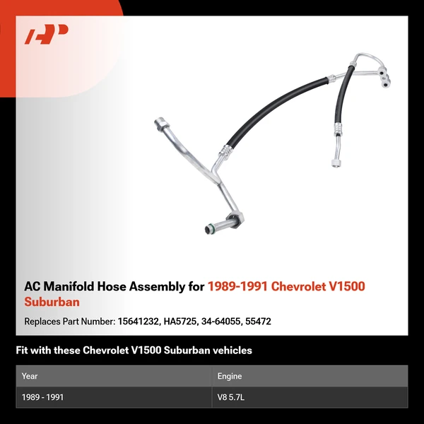AC Manifold Hose Assembly for 1989-1991 Chevrolet V1500 Suburban