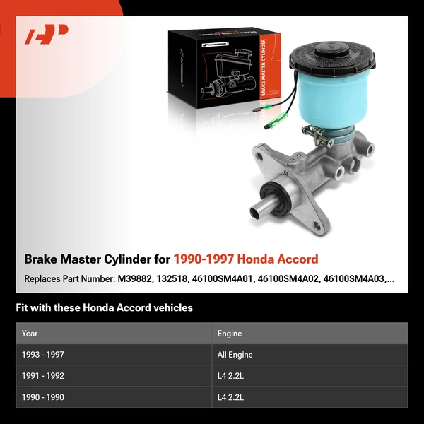 Brake Master Cylinder for 1990-1997 Honda Accord