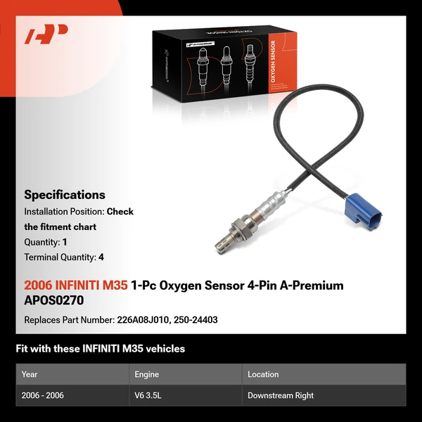 2006 INFINITI M35 1-Pc Oxygen Sensor 4-Pin A-Premium APOS0270