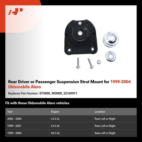 Rear Driver or Passenger Suspension Strut Mount for 1999-2004 Oldsmobile Alero