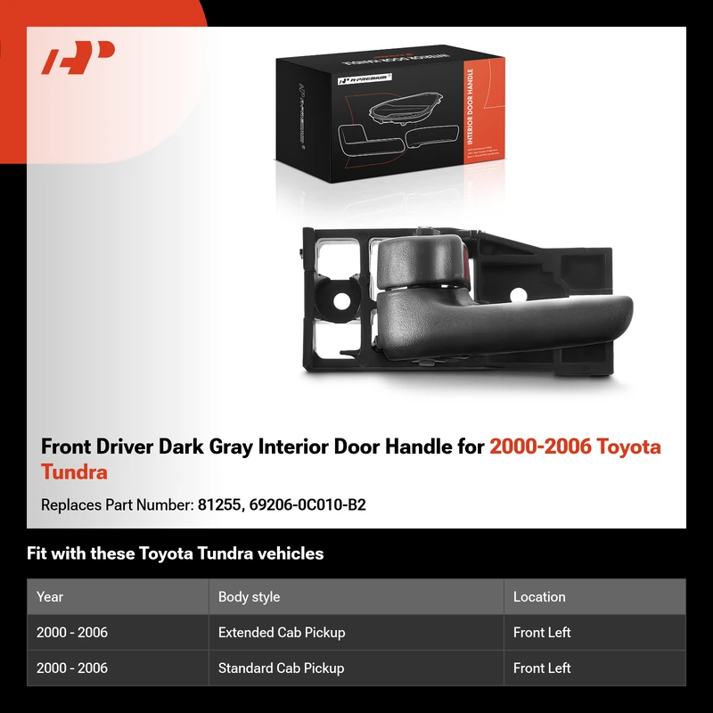 Front Driver Dark Gray Interior Door Handle for 2000-2006 Toyota Tundra