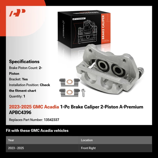 2023-2025 GMC Acadia 1-Pc Brake Caliper 2-Piston A-Premium APBC4396