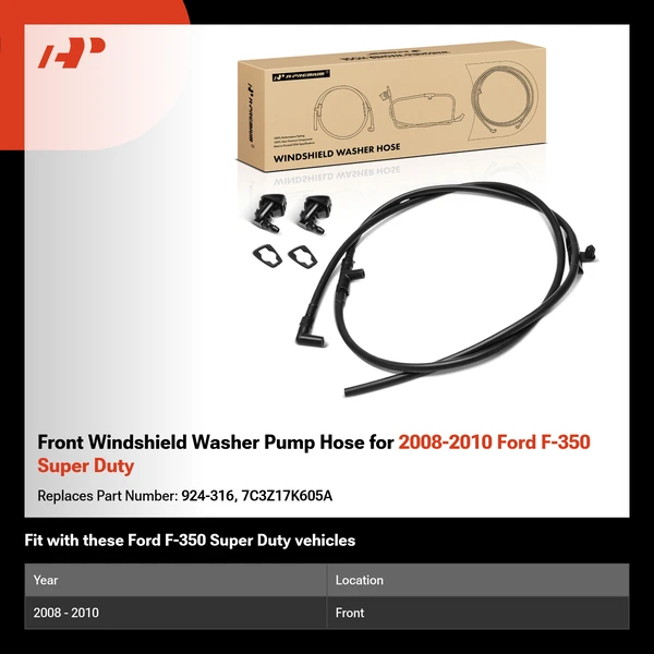 Front Windshield Washer Pump Hose for 2008-2010 Ford F-350 Super Duty