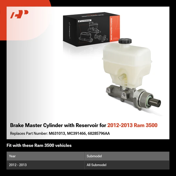 Brake Master Cylinder with Reservoir for 2012-2013 Ram 3500