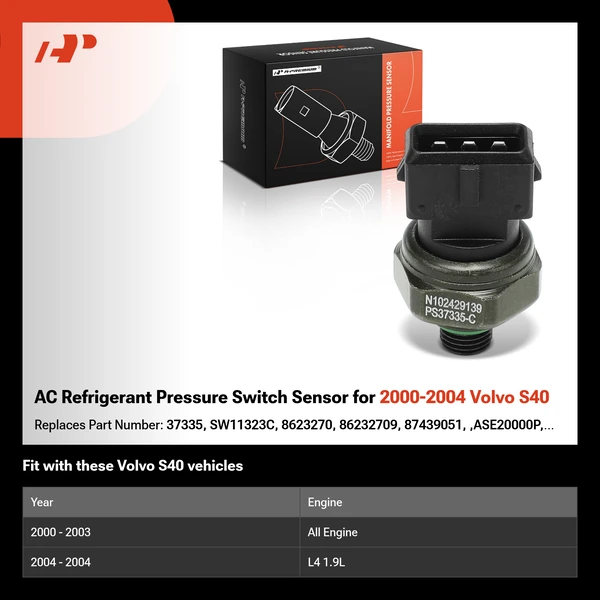 AC Refrigerant Pressure Switch Sensor for 2000-2004 Volvo S40