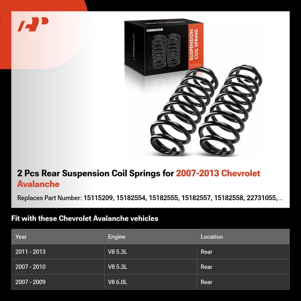 2 Pcs Rear Suspension Coil Springs for 2007-2013 Chevrolet Avalanche