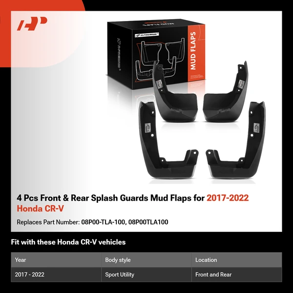 4 Pcs Front & Rear Splash Guards Mud Flaps for 2017-2022 Honda CR-V