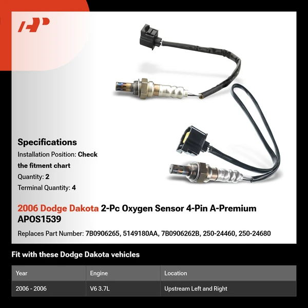 2006 Dodge Dakota 2-Pc Oxygen Sensor 4-Pin A-Premium APOS1539