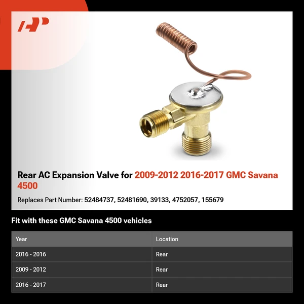 Rear AC Expansion Valve for 2009-2012 2016-2017 GMC Savana 4500