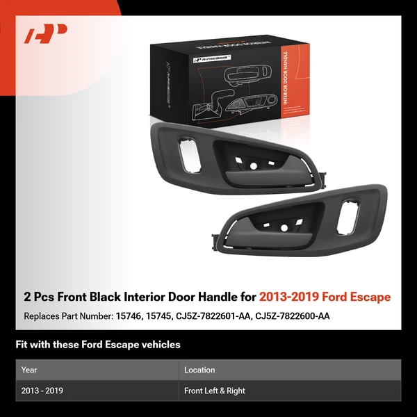 2 Pcs Front Black Interior Door Handle for 2013-2019 Ford Escape