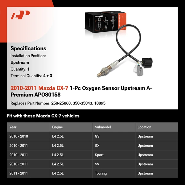 2010-2011 Mazda CX-7 1-Pc Oxygen Sensor Upstream A-Premium APOS0158