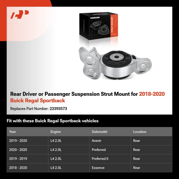 Rear Driver or Passenger Suspension Strut Mount for 2018-2020 Buick Regal Sportback