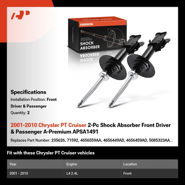 2001-2010 Chrysler PT Cruiser 2-Pc Shock Absorber Front Driver & Passenger A-Premium APSA1491