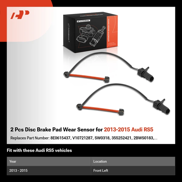 2 Pcs Disc Brake Pad Wear Sensor for 2013-2015 Audi RS5